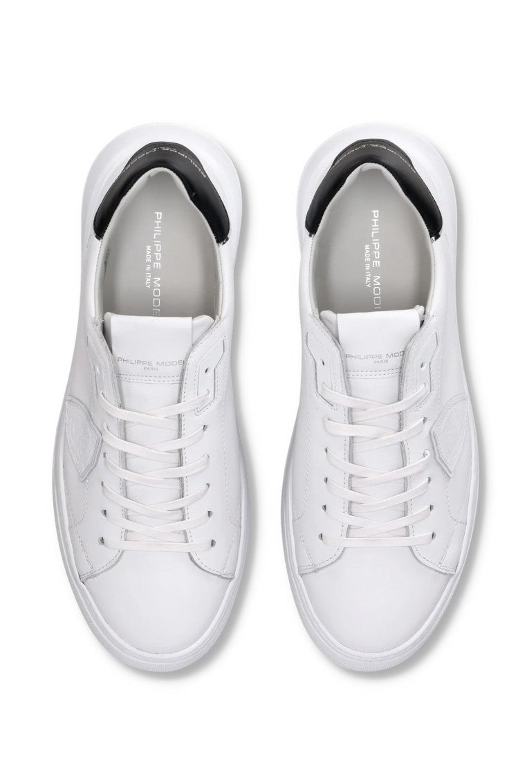 Philippe Model Temple White Black Trim Leather Sneakers