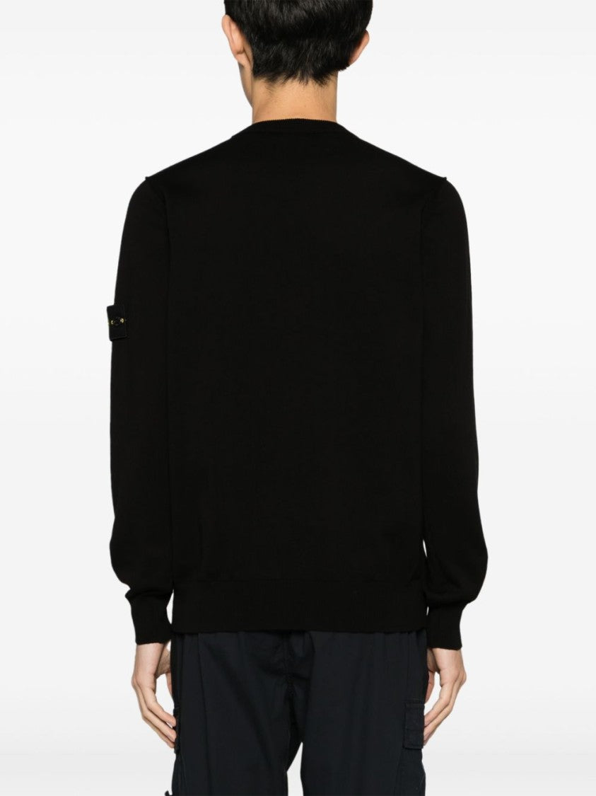 Stone Island Ribbed Crewneck Sweater With Signature Badge