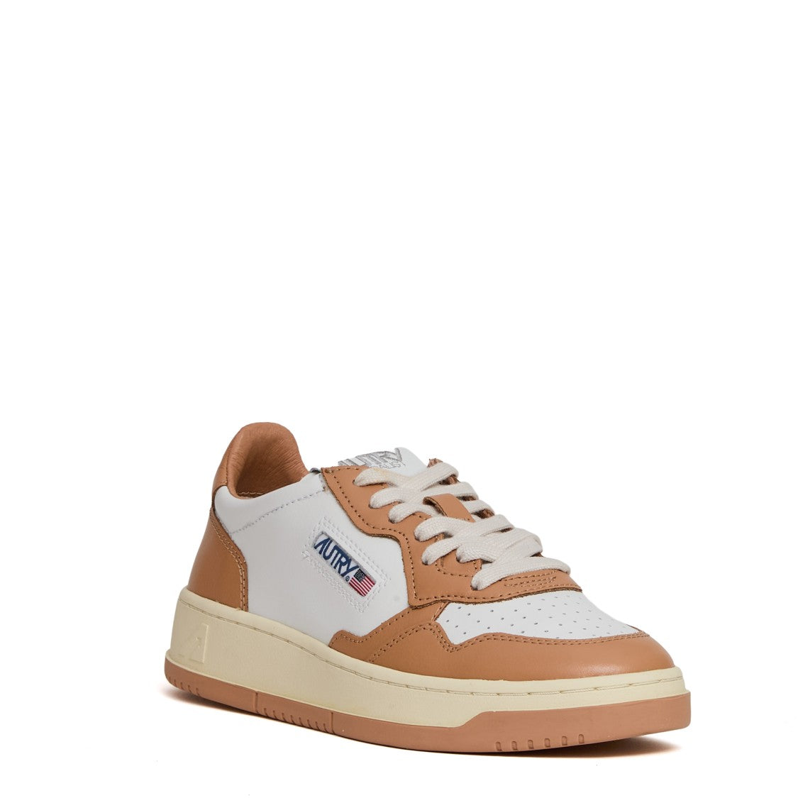 Autry White Sand Medalist Low Leather Sneakers