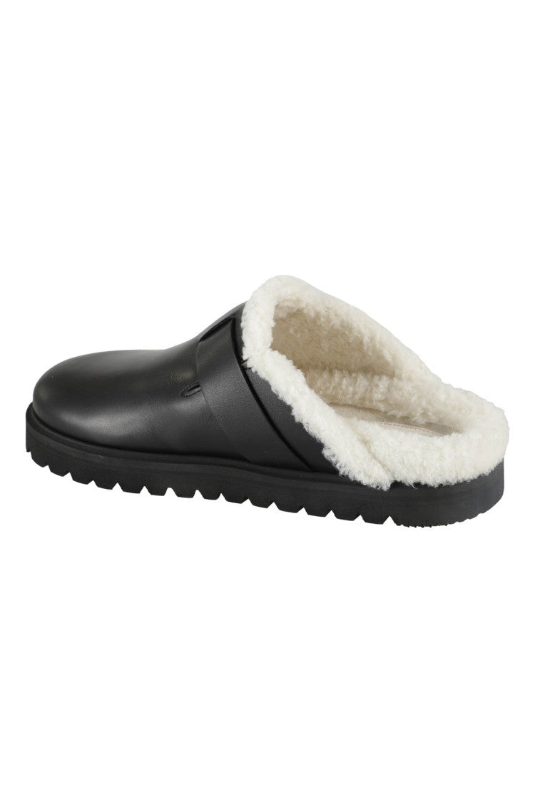 Moncler Bell Mules With Faux Shearling Lining