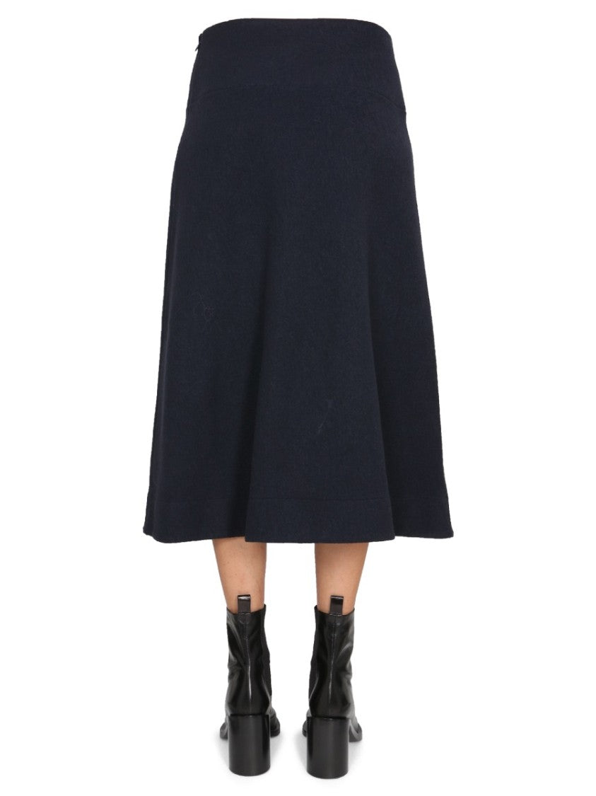 Jil Sander Flared Black Midi Skirt