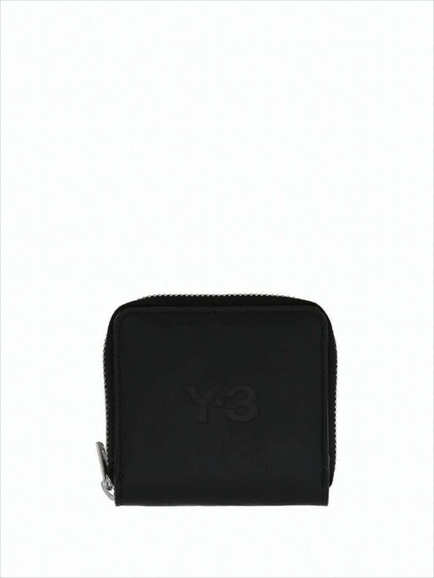 Y-3 Black Cowhide Compact Wallet With Zip-Around Closure
