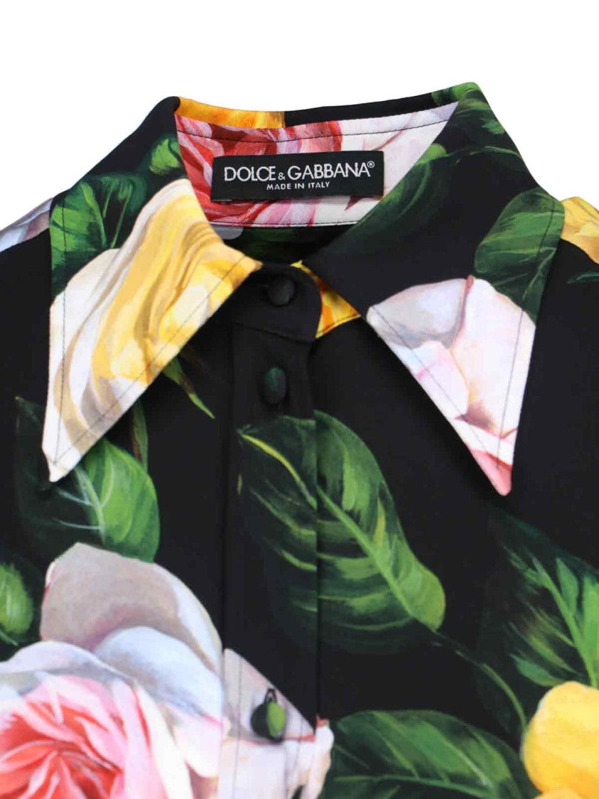 Dolce & Gabbana Floral Silk Shirt – Black