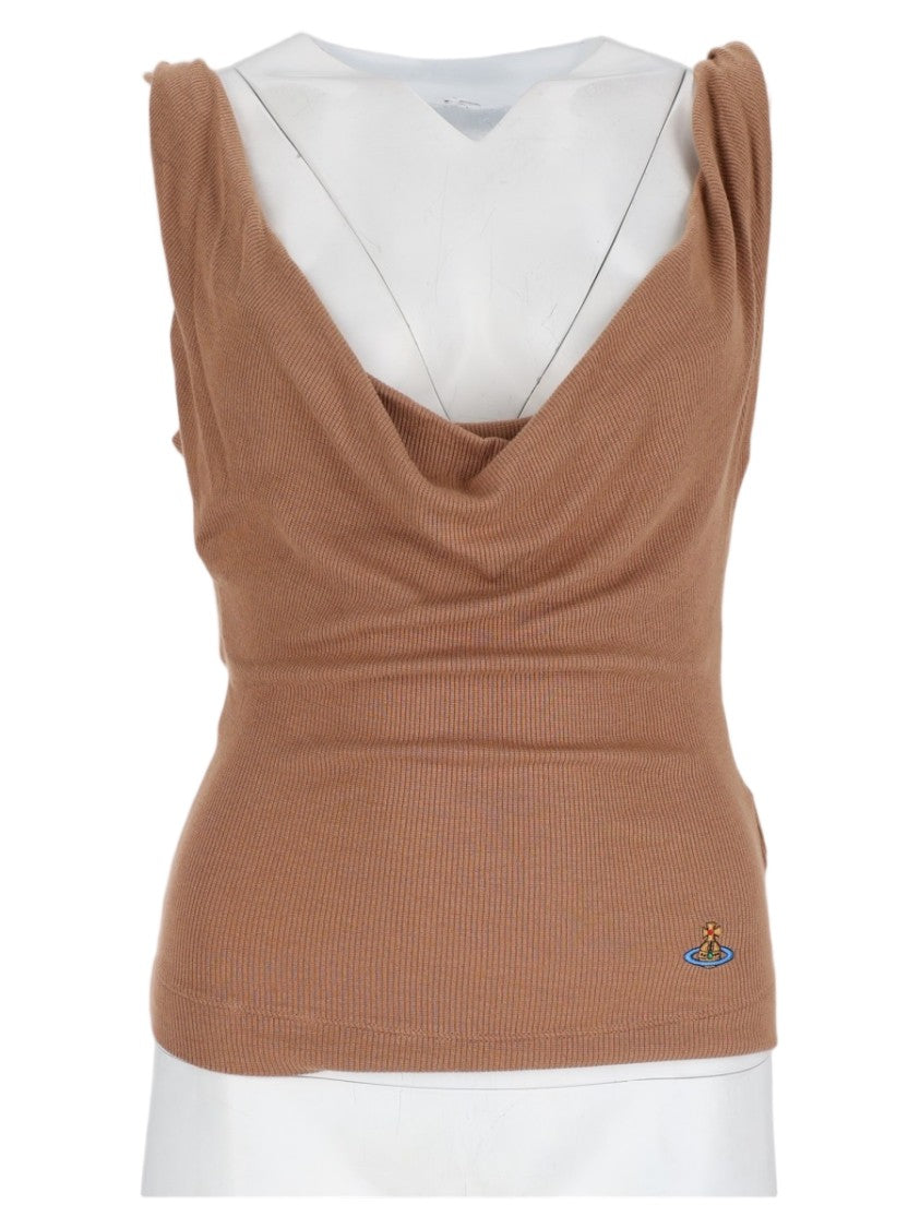 Vivienne Westwood Brown Cowl Neck Viscose-Blend Tank Top