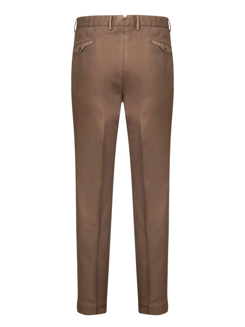 Dell'oglio Tailored Brown Trousers With Subtle Pleats