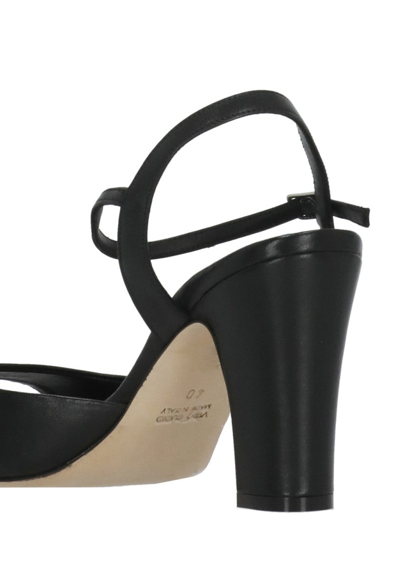 Juilie Dee Black Ankle Strap Leather Sandals