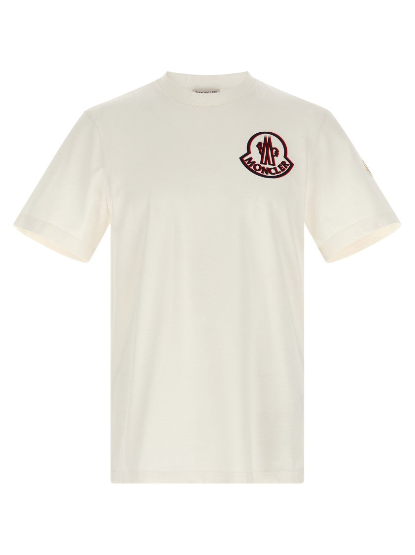 Moncler Flocked Logo T-Shirt In Organic Cotton With Aesthetics