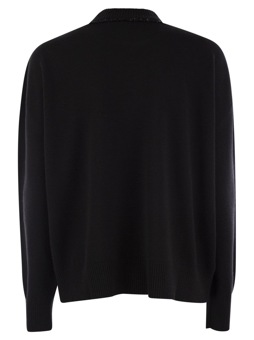 Fabiana Filippi Crew-Neck Sweater With Sequins And Relaxed Fit