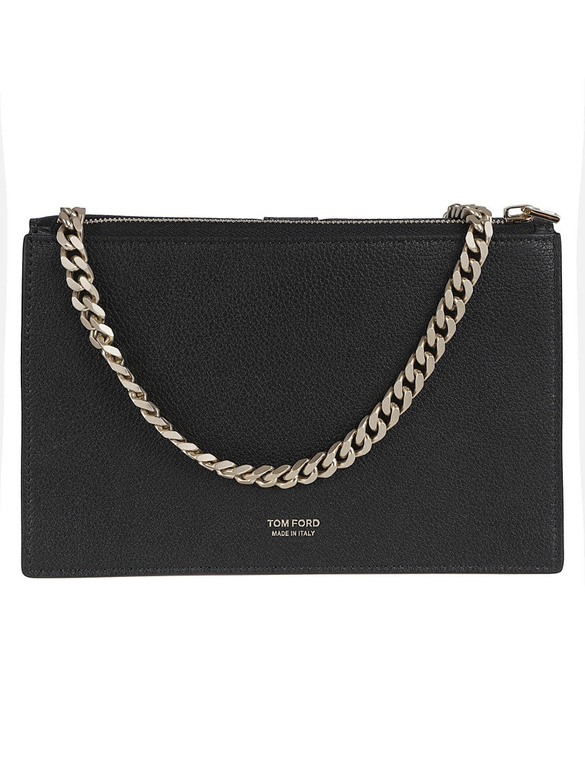 Tom Ford Textured Leather Shoulder Bag With Gold Logo Closure