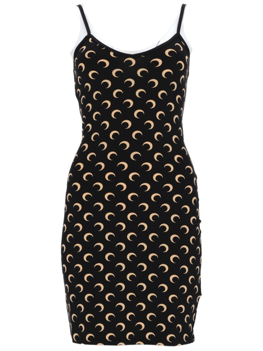Marine Serre Black Crescent Moon Scoop Neck Dress