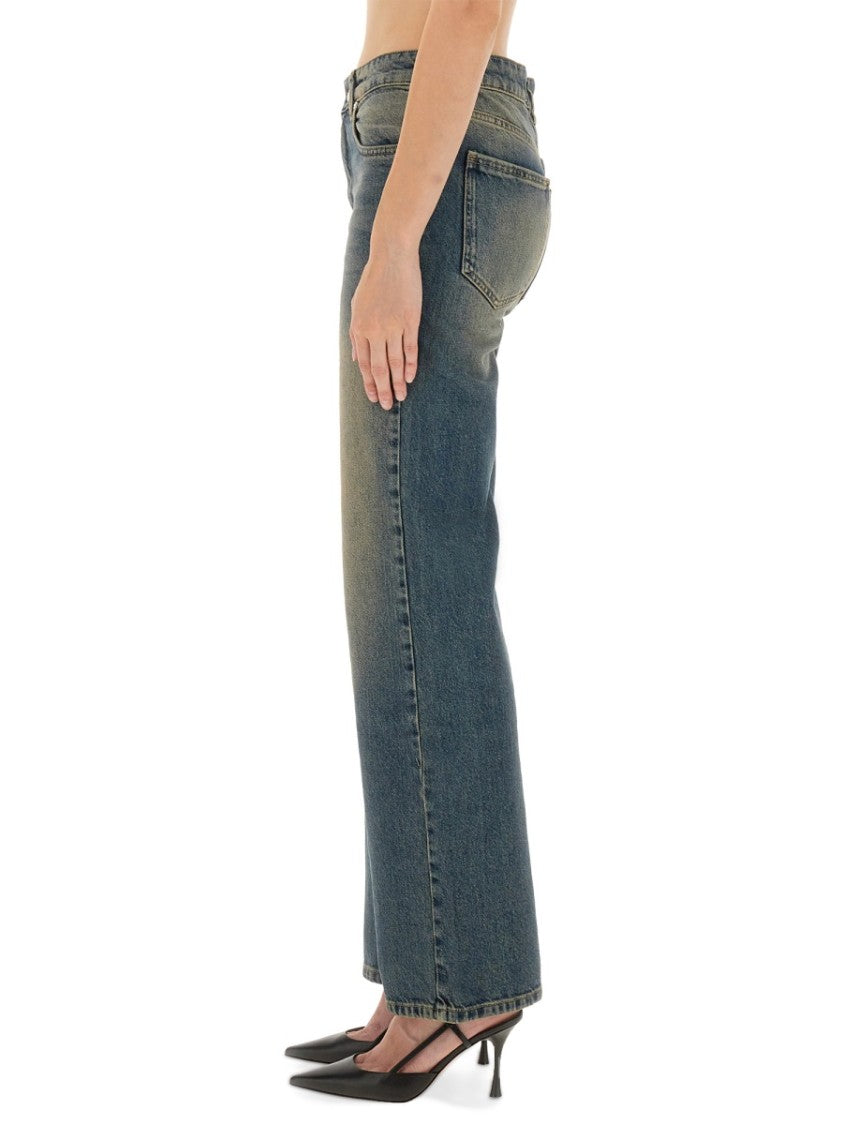 Moschino High-Waisted Flared Denim Jeans With Vintage Wash