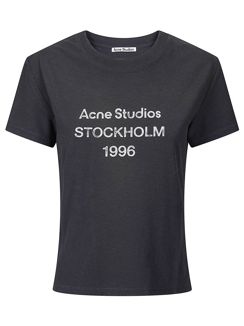 Acne Studios Front-Print Cotton And Hemp T-Shirt With Classic Crew Neck