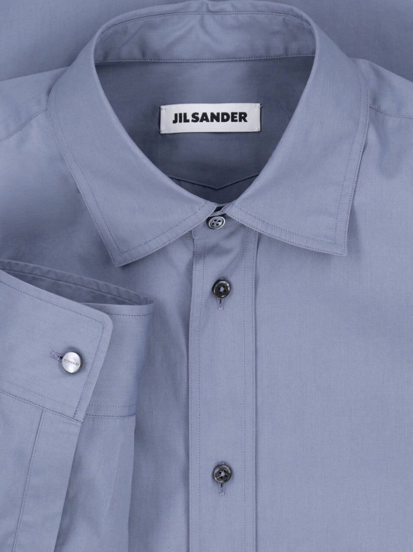 Jil Sander White Minimalist Curved Hem Cotton Shirt