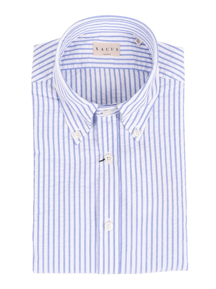 Xacus Light Blue Striped Casual Shirt