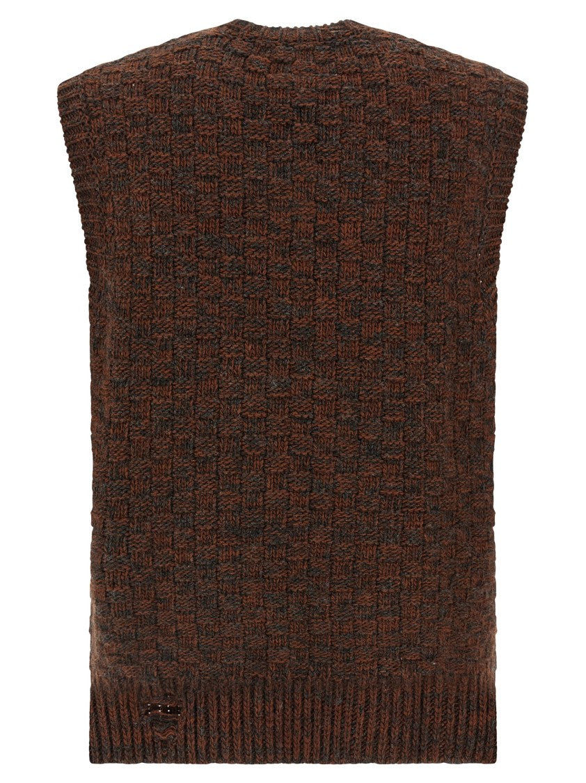 Mm6 By Maison Margiela Distressed Wool Blend Vest