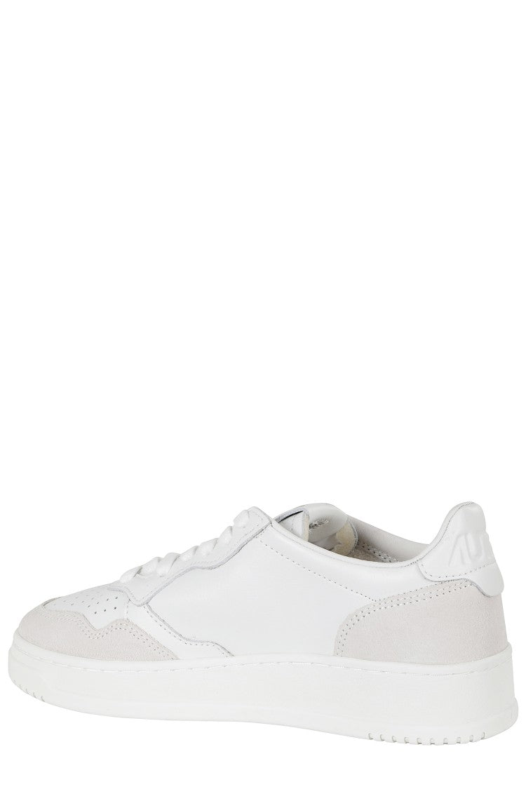 Autry White Medalist Low Suede Inserts Leather Sneakers