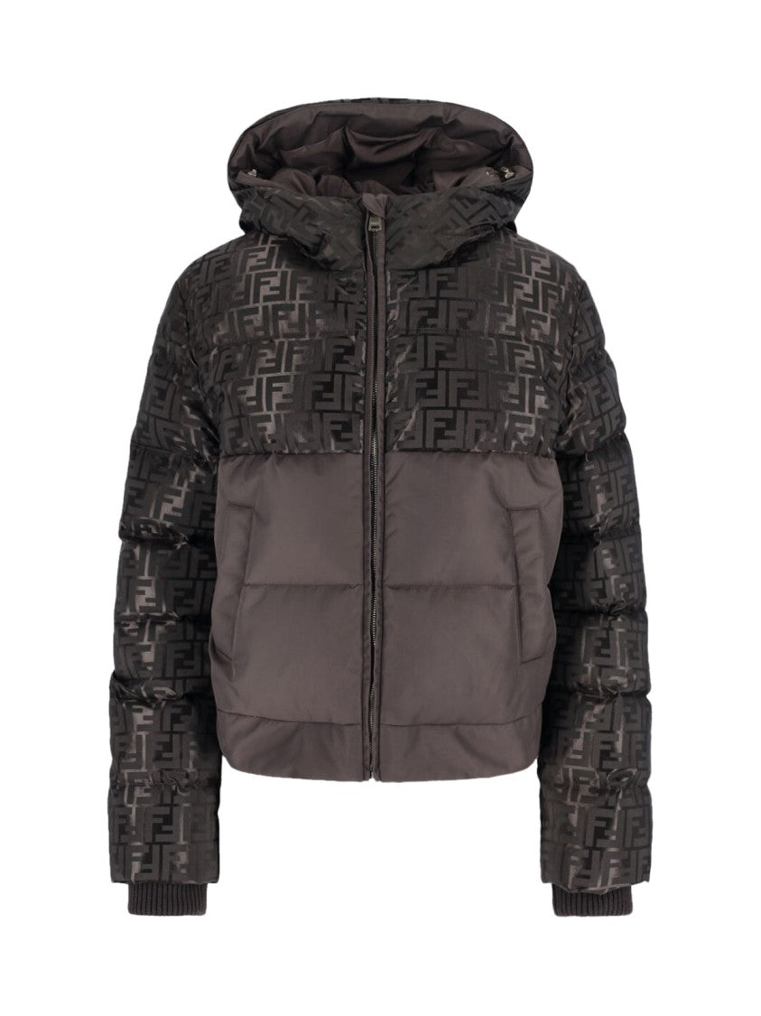 Fendi Cropped Brown Puffer Jacket