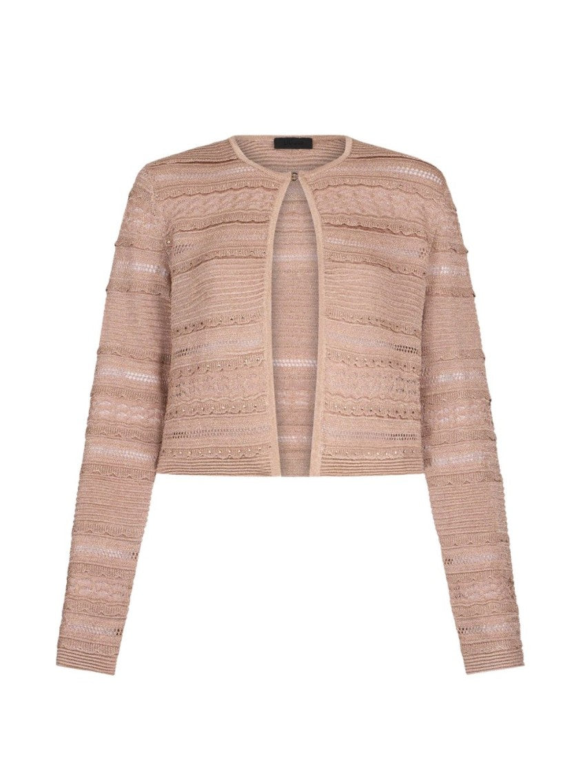 Liu Jo Pink Openwork Knit Cardigan
