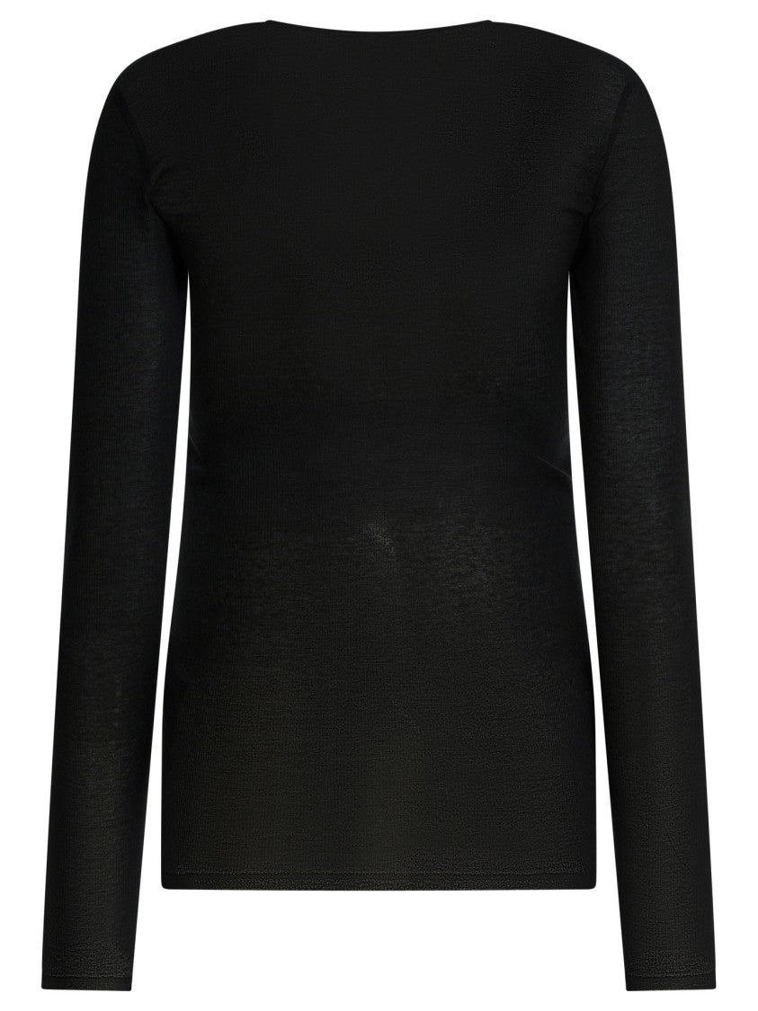 Soeur Long-Sleeved Semi-Sheer Top With Button Detailing