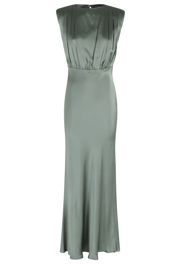 Semi Couture Tide Green Casilda Satin Backless Acetate-Blend Dress
