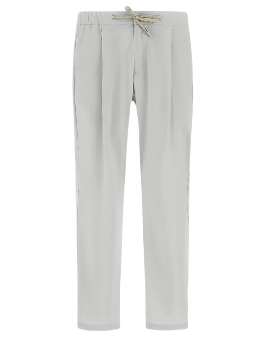 Herno Classic Cut Grey Stretch Nylon Trousers With Elastic Waistband