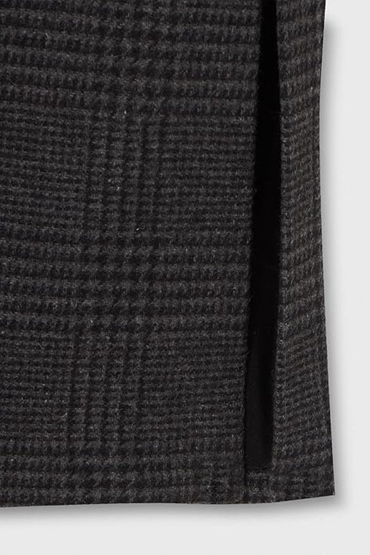 Pinko Grey Double-Breasted Houndstooth Check Wool-Blend Coat