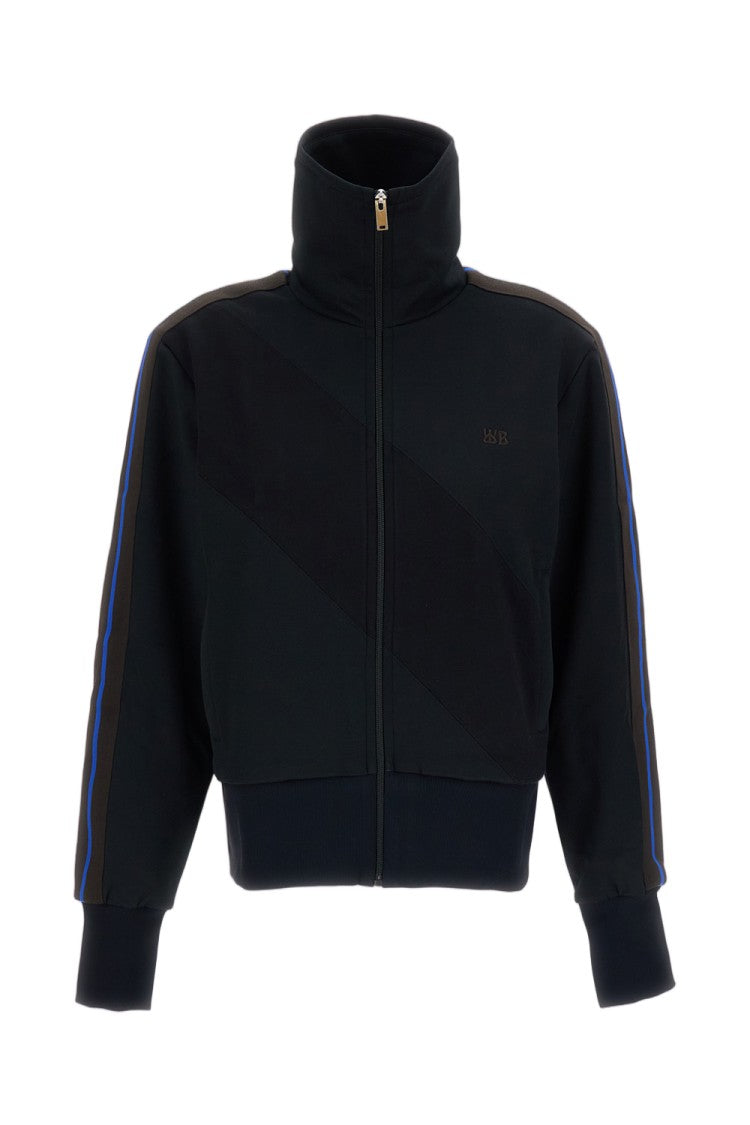 Wales Bonner Black Form Two-Tone Stripe Technical Jersey Track Top