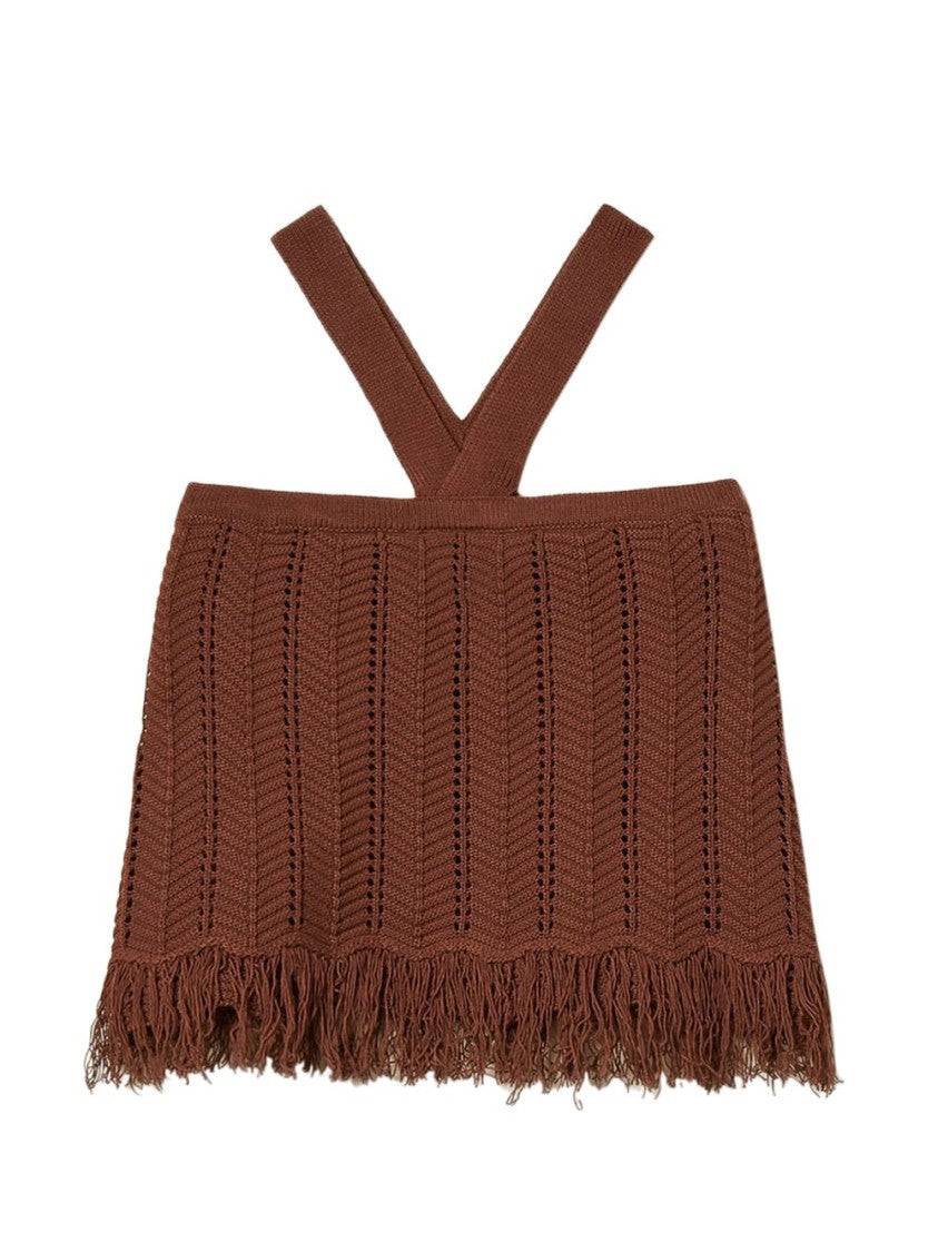 Twin-Set Chocolate Brown Knitted Halterneck Top