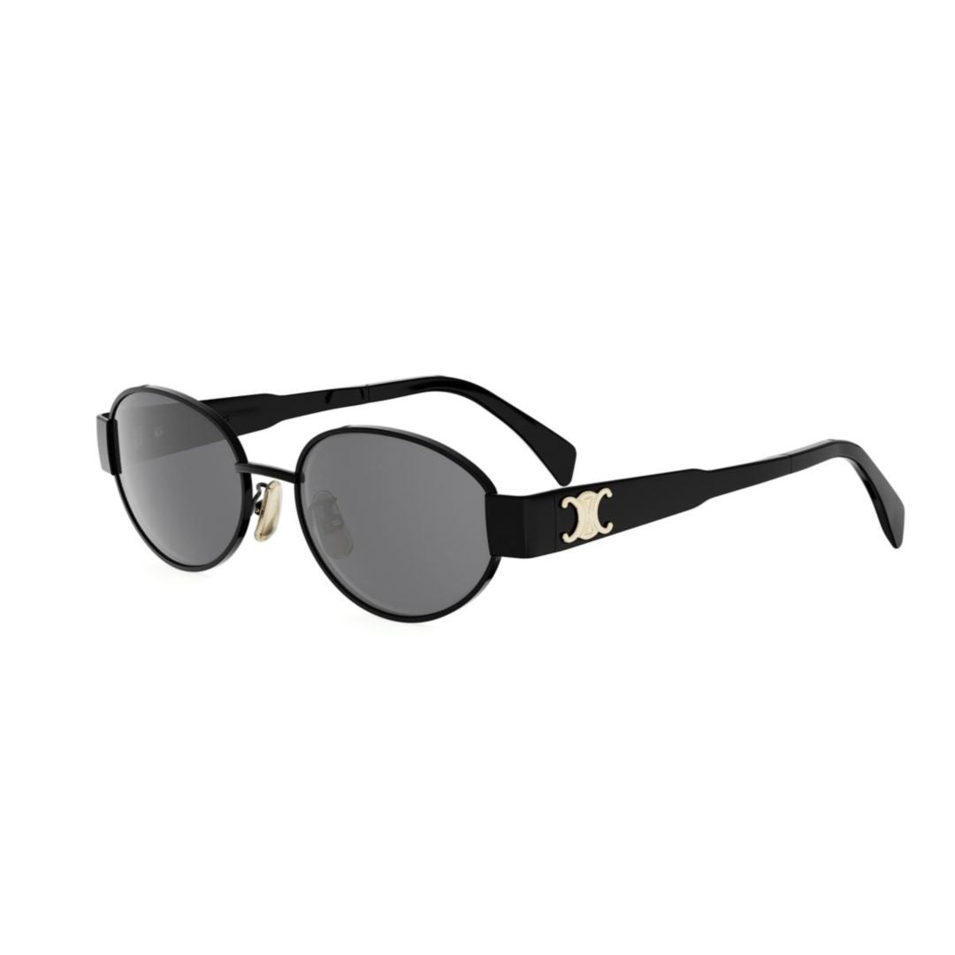 Celine Cl40235u Oval-Frame Black Metal Sunglasses