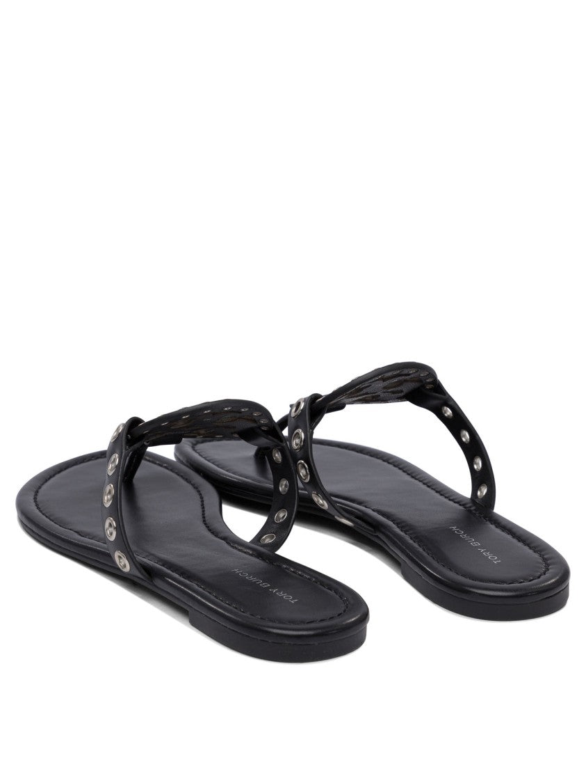 Tory Burch Bovine Leather Sandals With Decorative Cutouts
