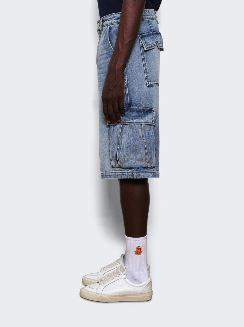 Rhude Cargo Denim Baggy Short Bay Indigo