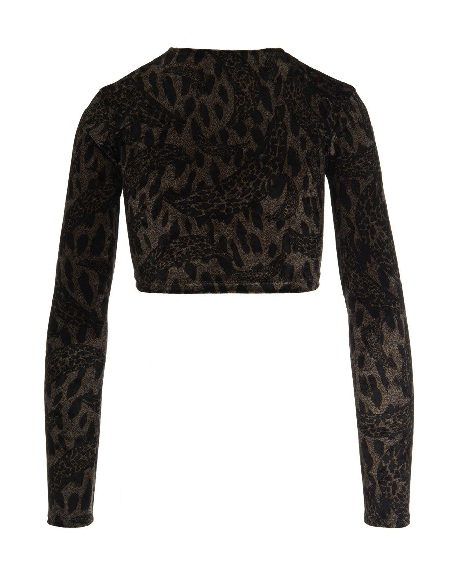 Fiorucci Brown Banimalier Velour Crop Top