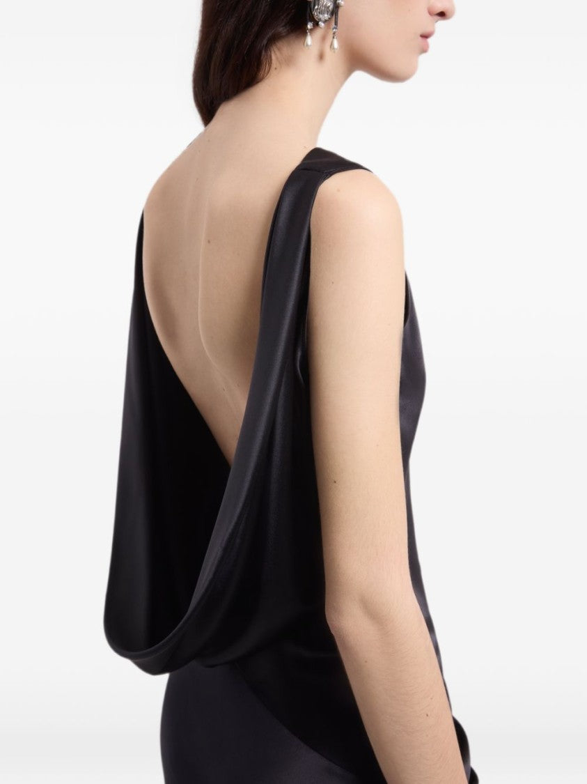 Nina Ricci Fitted Midi Dress With Draped Waist And Cowl Back Design