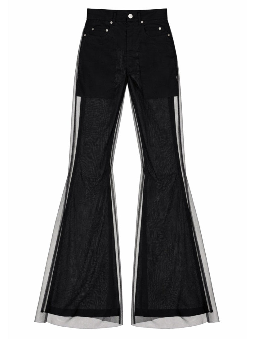Rick Owens High Waisted Sheer Mesh Bootcut Pants
