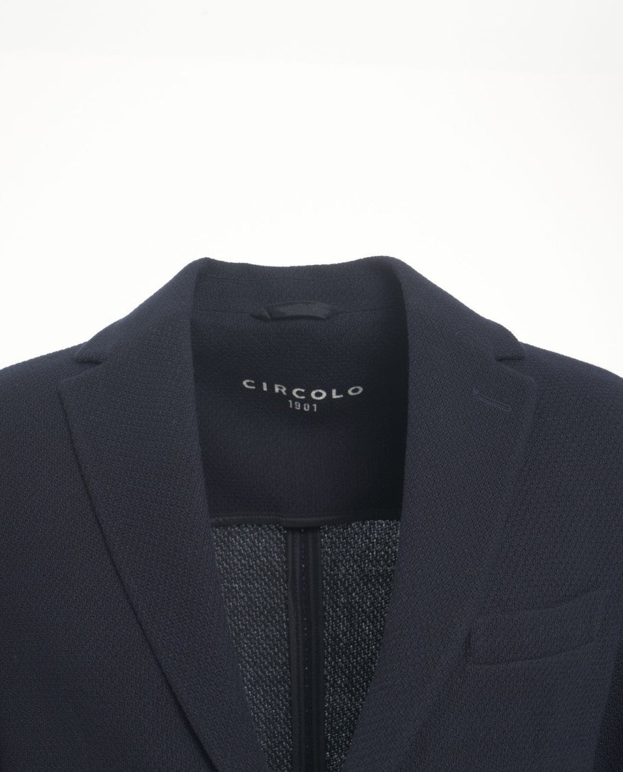 Circolo 1901 Single-Breasted Knit Texture Blazer With Applied Pockets