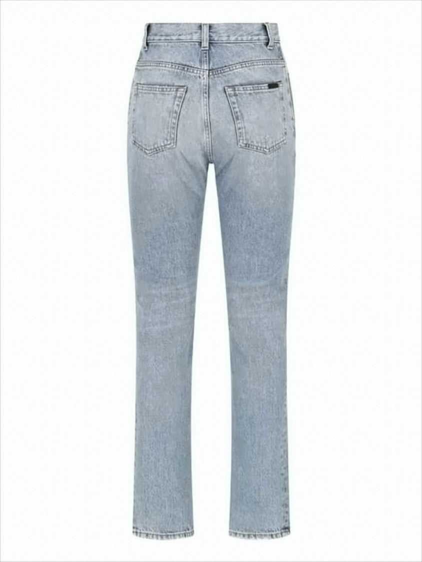 Saint Laurent Mid-Rise Straight-Leg Denim Pants With Subtle Wash