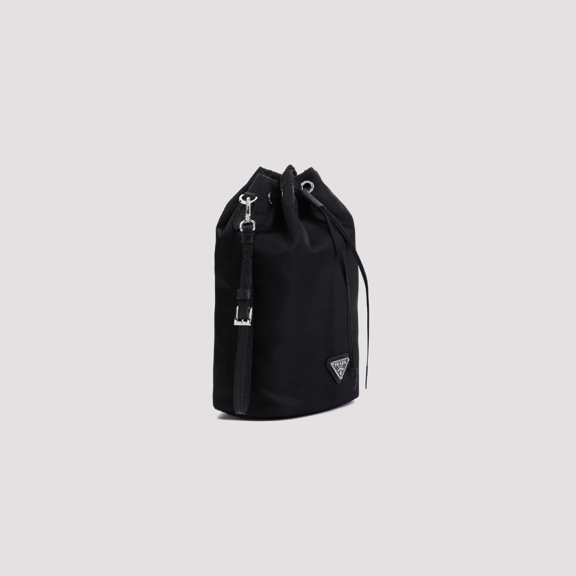 Prada Black Re-Nylon Bucket Bag With Drawstring Closure