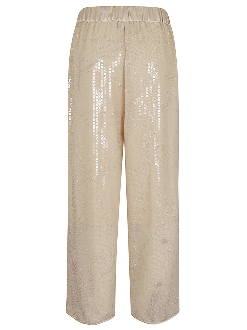Peserico Wide-Leg Pants With Translucent Sequin Embroidery