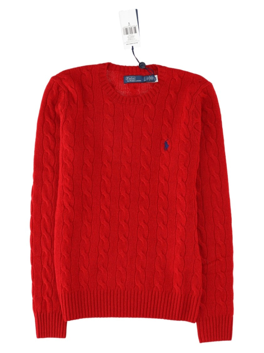 Polo Ralph Lauren Red Cable-Knit Wool-Blend Sweater