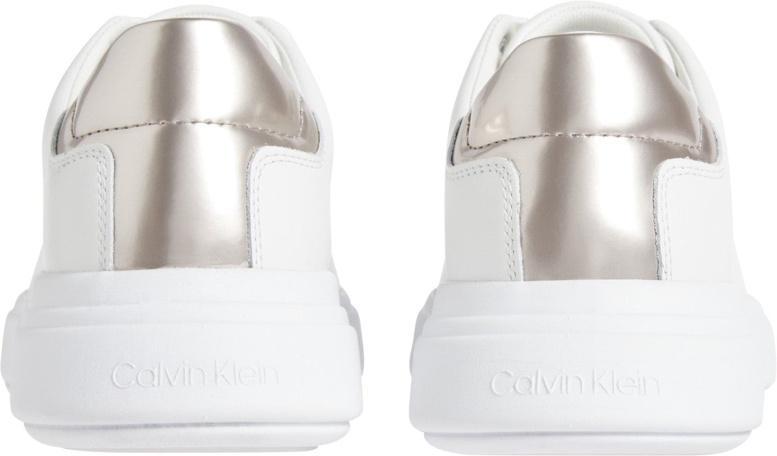 Calvin Klein White Leather Shoes With Metallic Accents