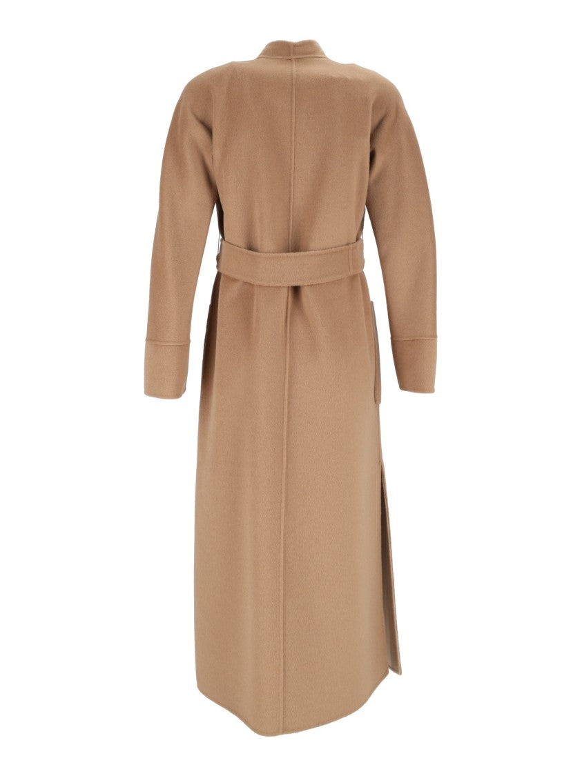 Max Mara Camel Nodo Belted Virgin Wool Coat