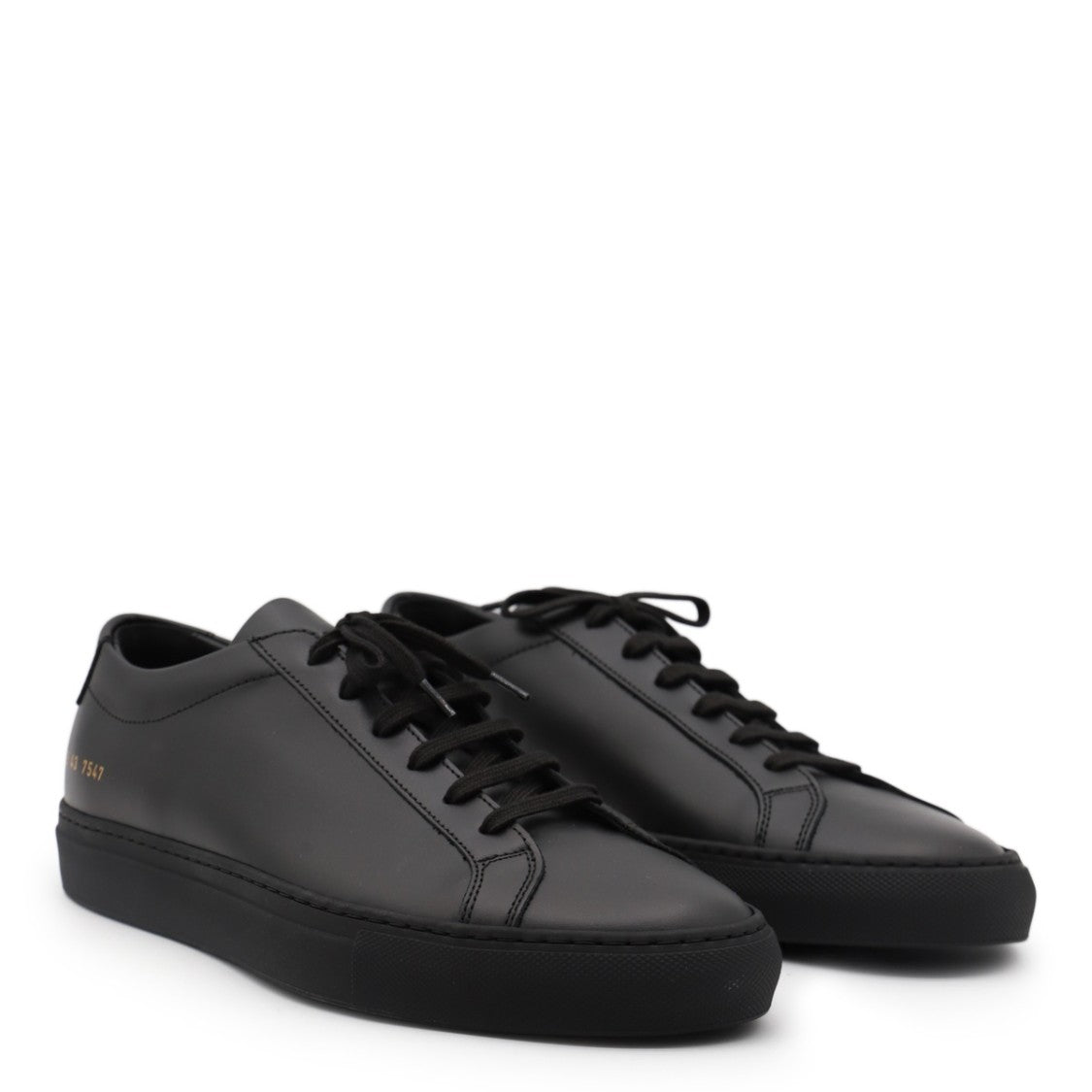 Common Projects Minimalist Black Leather Sneakers With Gold Detailing