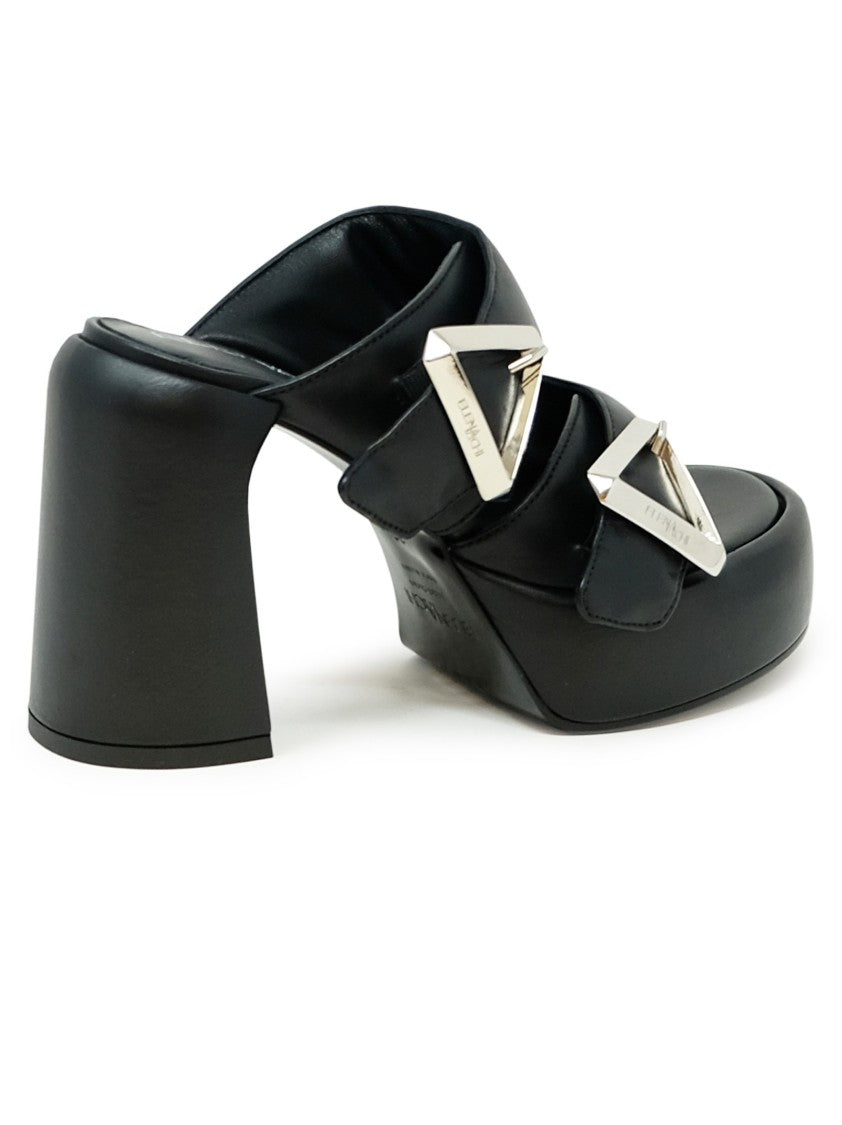 Elena Iachi Black Leather Sandals