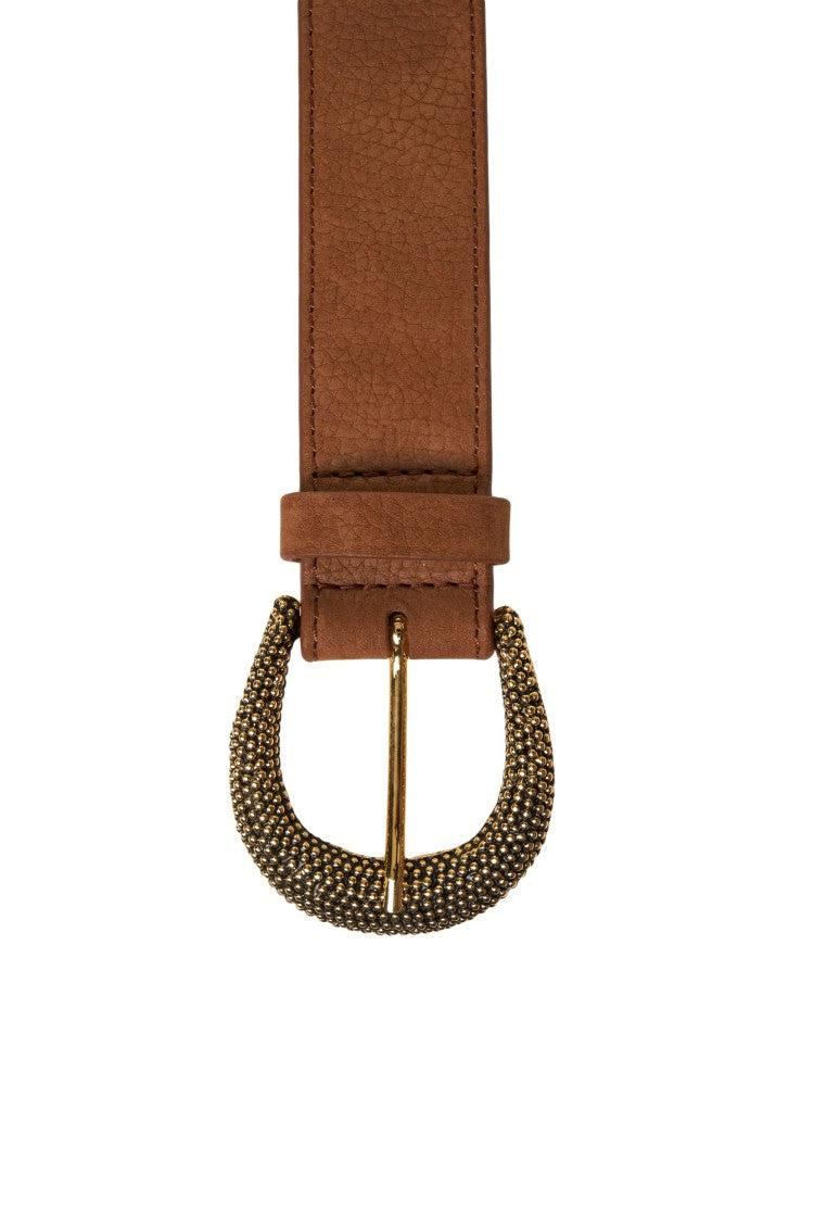 Orciani Buckle Nubuck And Textured Leather Belt