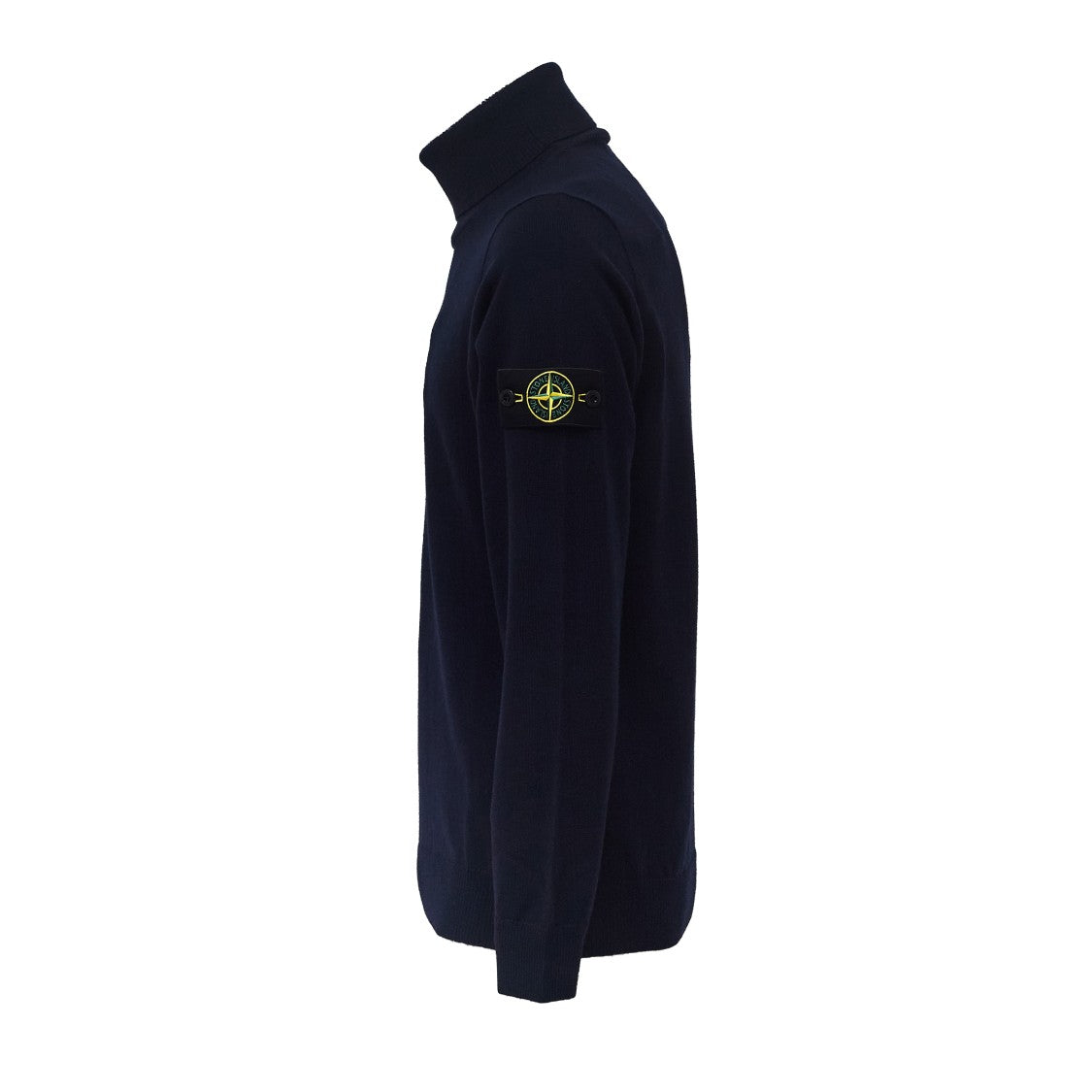 Stone Island Ribbed Turtleneck Black Sweater With Iconic Badge