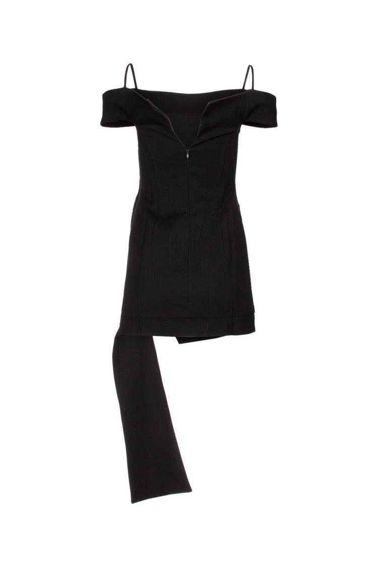 Yuzefi Off-Shoulder Black Dress With Asymmetrical Hemline