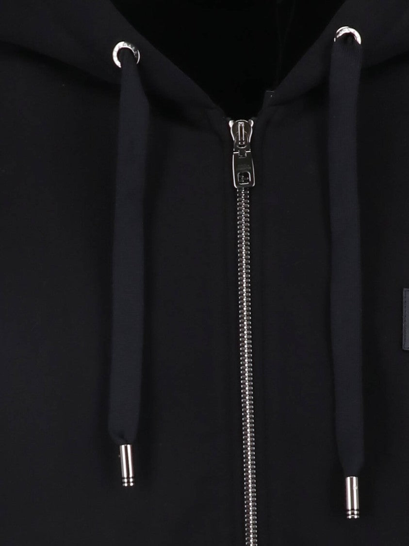 Dolce & Gabbana Black Logo Embroidered Zip-Up Cotton Hoodie