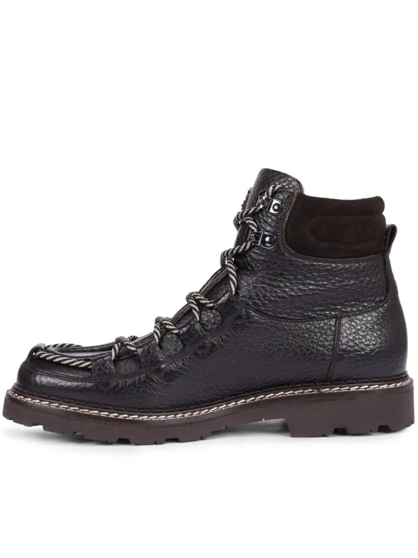 Doucal's Textured Leather Padded-Collar Ankle Boots
