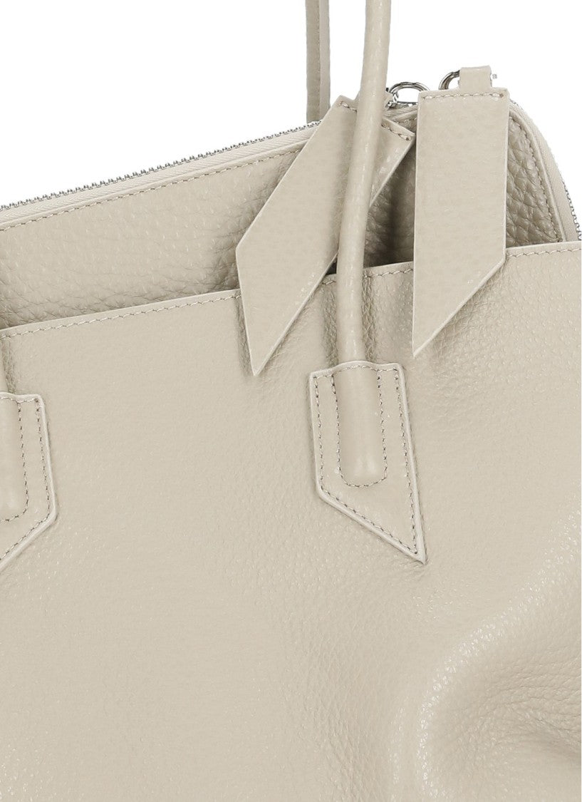 The Attico Ivory Textured Leather Tote Bag