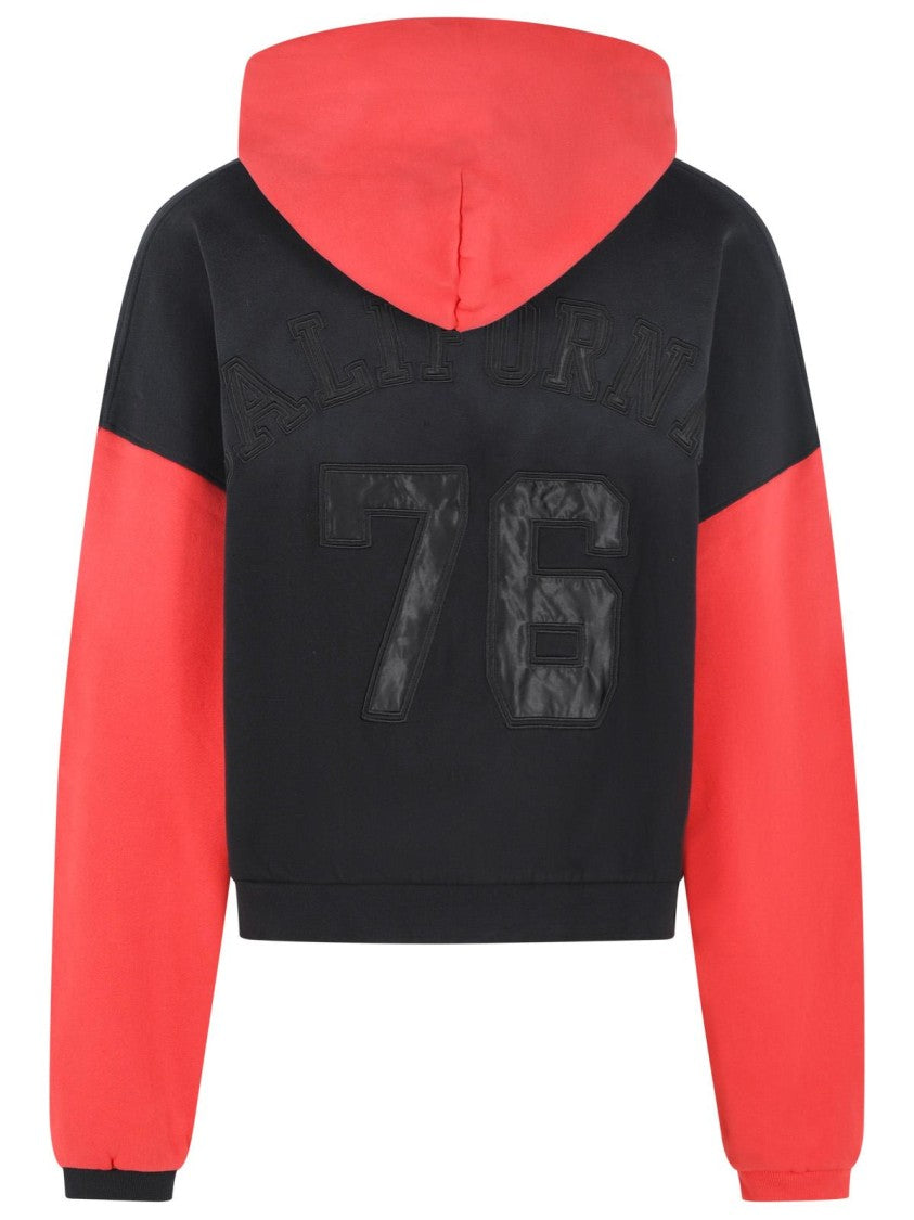 Erl Black Varsity Hooded Cotton Sweatshirt